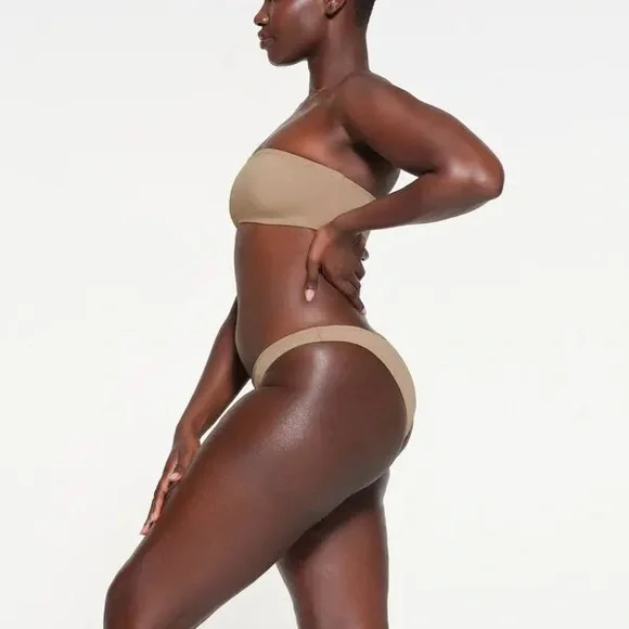 NWT SKIMS Recycled One Shoulder Swim Top in Desert - Picture 2 of 5